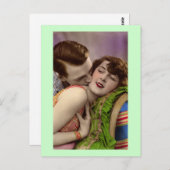 Französische Romantische Liebe Kiss Vintag Postkarte (Vorne/Hinten)