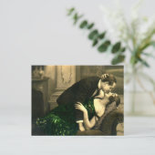 Französische Romantische Liebe Kiss Vintag Postkarte (Stehend Vorderseite)