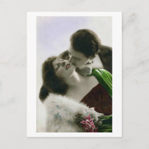 Französische Romantische Liebe Kiss Vintag Postkarte