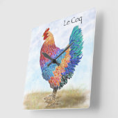 Französische Rooster-Acrylmauer Quadratische Wanduhr (Winkel)