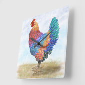 Französische Rooster-Acrylmauer Quadratische Wanduhr (Winkel)