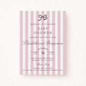 Französische Rosa Bow & Stripes Kinderdusche Einla Einladung