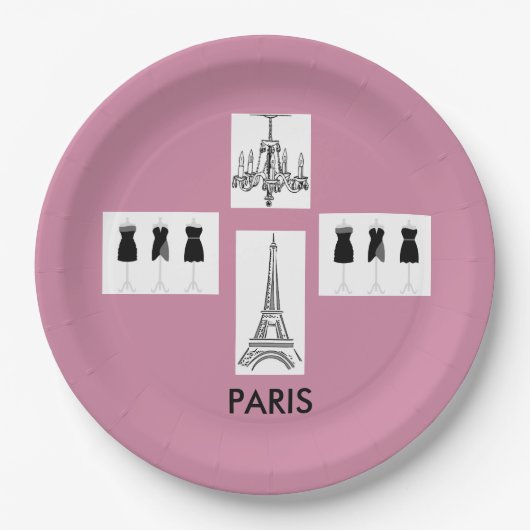 Französische Rosa Paris Theme Party Paper Teller (Vorderseite)