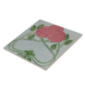 Französische Rose Art Nouveau Pink Blue Fliese (Seite)