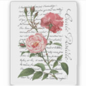 Französische Rose Carte Postale Vintage Schrift Aufkleber (Vorderseite)