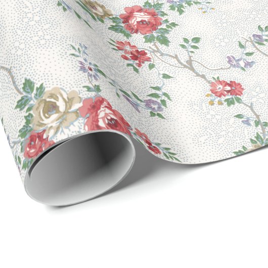 Französische Rose Geschenkpapier (Rolleneckpunkt)