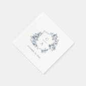 Französische Rose Hochzeit Wappen Dusty Blue Serviette (Ecke)