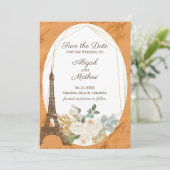 Französische Rose, Kupfer, Eiffelturm Save The Date (Stehend Vorderseite)