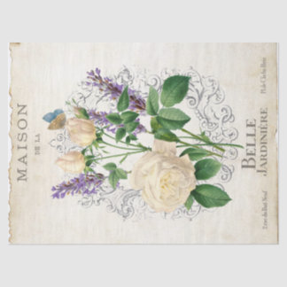 Französische Rose Lavendel Blumen Gärtner Vintage Seidenpapier