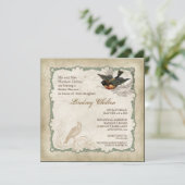 Französische Rose lieben Vögel Vintage Spitze - Aq Einladung (Stehend Vorderseite)