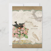 Französische Rose lieben Vögel Vintage Spitze - Mo Einladung (Rückseite)