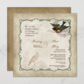 Französische Rose lieben Vögel Vintage Spitze - Mo Einladung (Vorne/Hinten)