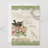 Französische Rose lieben Vögel Vintage Spitzen - S Einladung (Rückseite)