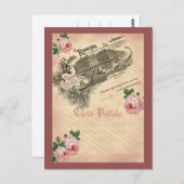 Französische Rose - Postkarte (Vorne/Hinten)