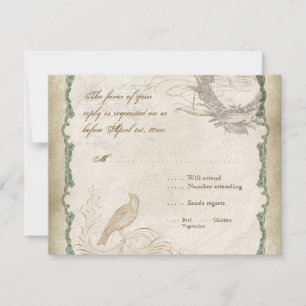 Französische Rosen lieben Vögel Vintage-Spitze - A RSVP Karte