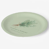 Französische Rosmarine Rustikale Botanische Hochze Pappteller (Schrägansicht)