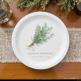 Französische Rosmarine Rustikale Botanische Hochze Pappteller