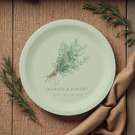 Französische Rosmarine Rustikale Botanische Hochze Pappteller