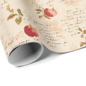 Französische rote Äpfel Brautparty Geschenkpapier (Rolleneckpunkt)