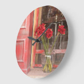 Französische rote Blume Große Wanduhr (Winkel)