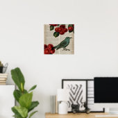 Französische Rotharbe Retro-Botanische Rote Kirsch Poster (Heimbüro)