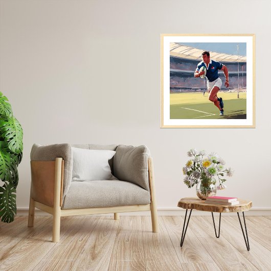 Französische Rugby Player Art Print Poster