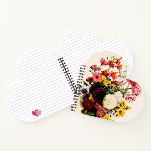 Französische rustikale Blume Herzdesign Notebook Notizblock (Innenseite)