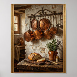 Französische rustikale Kupferküche Bäckerei I Poster