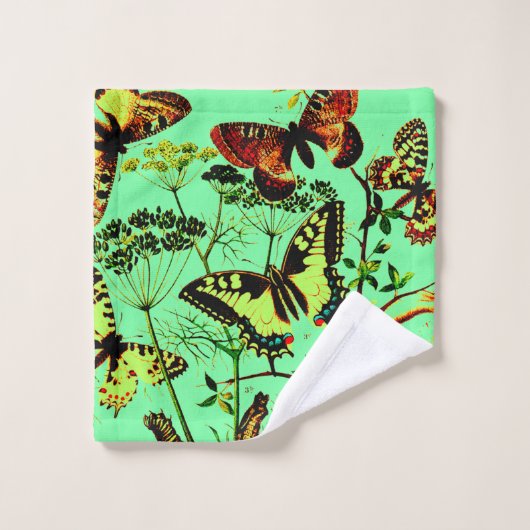 Französische Schmetterlinge Badhandtuch Set (Waschlappen)