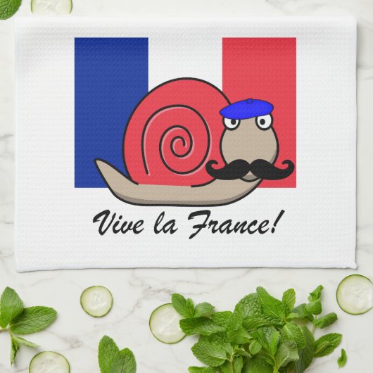 Französische Schnecke am Bastille Day Küchentuch (Gefaltet)