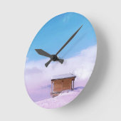 Französische Schneehütte Runde Wanduhr (Winkel)