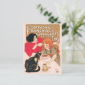 Französische Schokolade und Tees Vintages Steinlen Postkarte (Stehend Vorderseite)