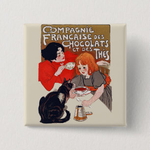 Französische Schokoladen-Party Steinlen-Kunst Button