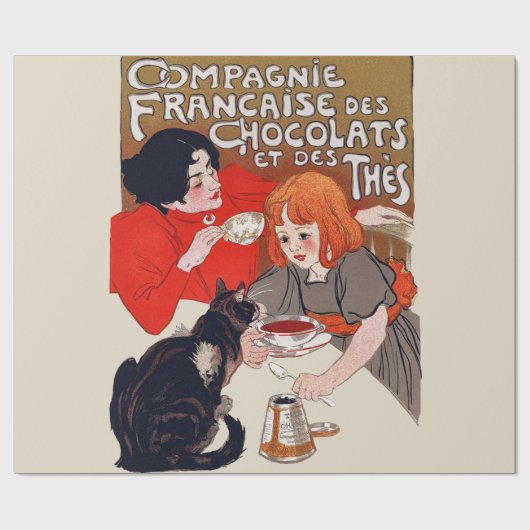 Französische Schokoladen-Party Steinlen-Kunst Geschenkpapier (Flach)