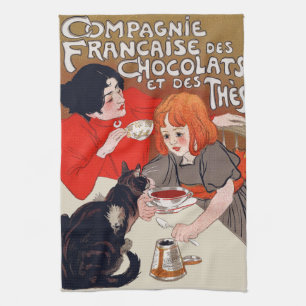 Französische Schokoladen-Party Steinlen Kunst Geschirrtuch
