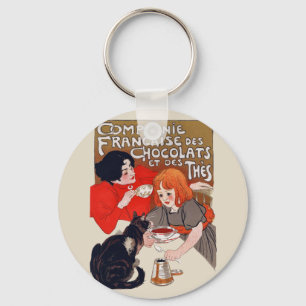Französische Schokoladen-Party Steinlen Kunst Schlüsselanhänger
