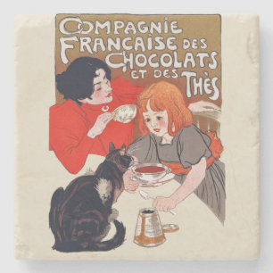 Französische Schokoladenparty Steinlen Kunst Steinuntersetzer
