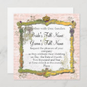 Französische Schrift und Hochzeit der Goldkrone Einladung (Vorne/Hinten)