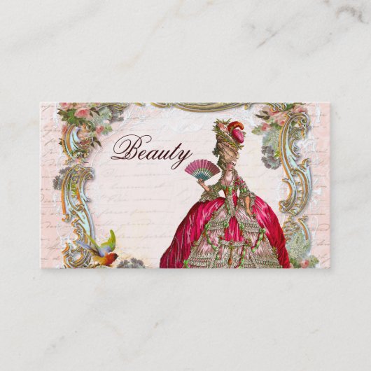 Französische Schrift und Marie Antoinette Visitenkarte (Vorderseite)