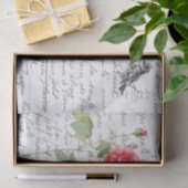 Französische Schrift Vintage französische Rose Bir Seidenpapier (Geschenk)