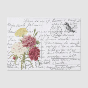 Französische Schrift Vintage Redoute Floral Bird P Seidenpapier