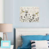 Französische Schrift Wildblumen Libelle Wiese Vint Foliendrucke (In Situ (Schlafzimmer))
