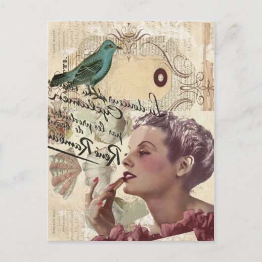 Französische Schriften mädchenhaft Glamour paris m Postkarte (Vorderseite)