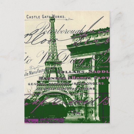 Französische Schriften Paris eiffel Turm Bogen Tri Postkarte (Vorderseite)