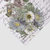 Französische Script Vintage Blume Bird Postcard Seidenpapier (Ausschnitt)