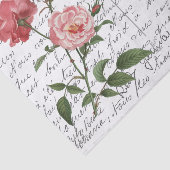 Französische Script Vintage Rose Bird Postcard Seidenpapier (Ausschnitt)