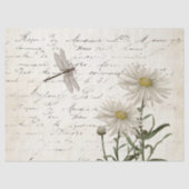 Französische Script-Wildblume Dragonfly Daisy Deco Seidenpapier (Vorderseite)