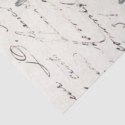 Französische Script-Wildblume Dragonfly Decoupage Seidenpapier (Detail)