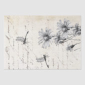 Französische Script-Wildblume Dragonfly Decoupage Seidenpapier (Vorderseite)