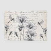 Französische Script-Wildblume Dragonfly Decoupage Seidenpapier (Vorderseite)